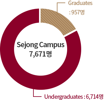 대학원생:860명, 세종캠퍼스 7,322명, 학부:6,462명 그래프